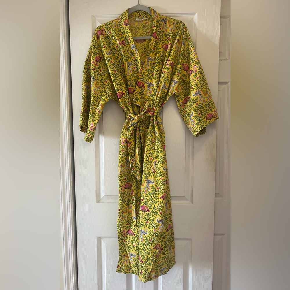 Printfresh Flamenco 100% Cotton Robe in Dandelion Yellow